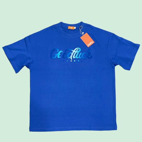 Royal Blue Brushed Embroidered T Shirt