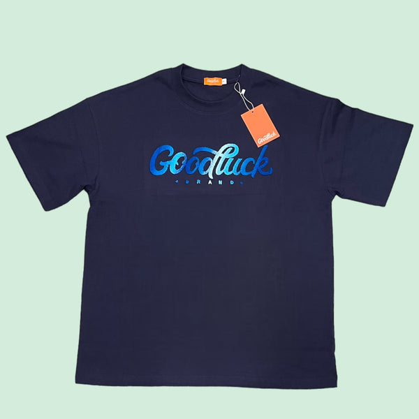 Navy Blue Brushed Embroidered T Shirt