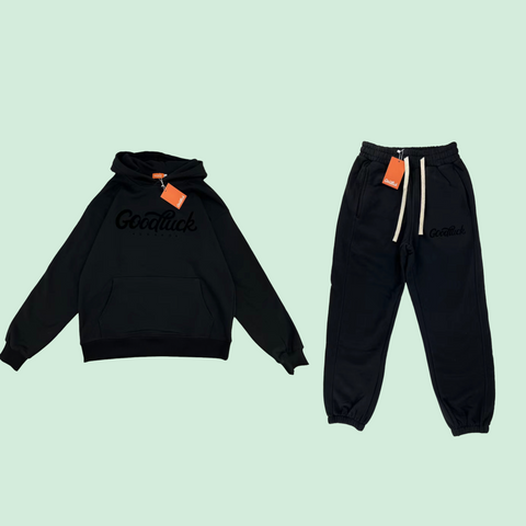 “Black” Flocked Sweatsuit