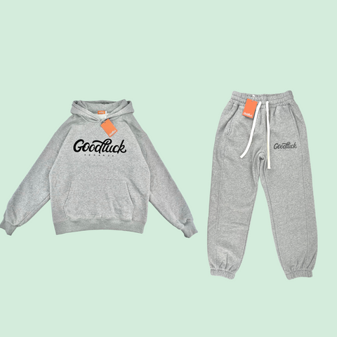 “Heather Grey” Flocked Sweatsuit