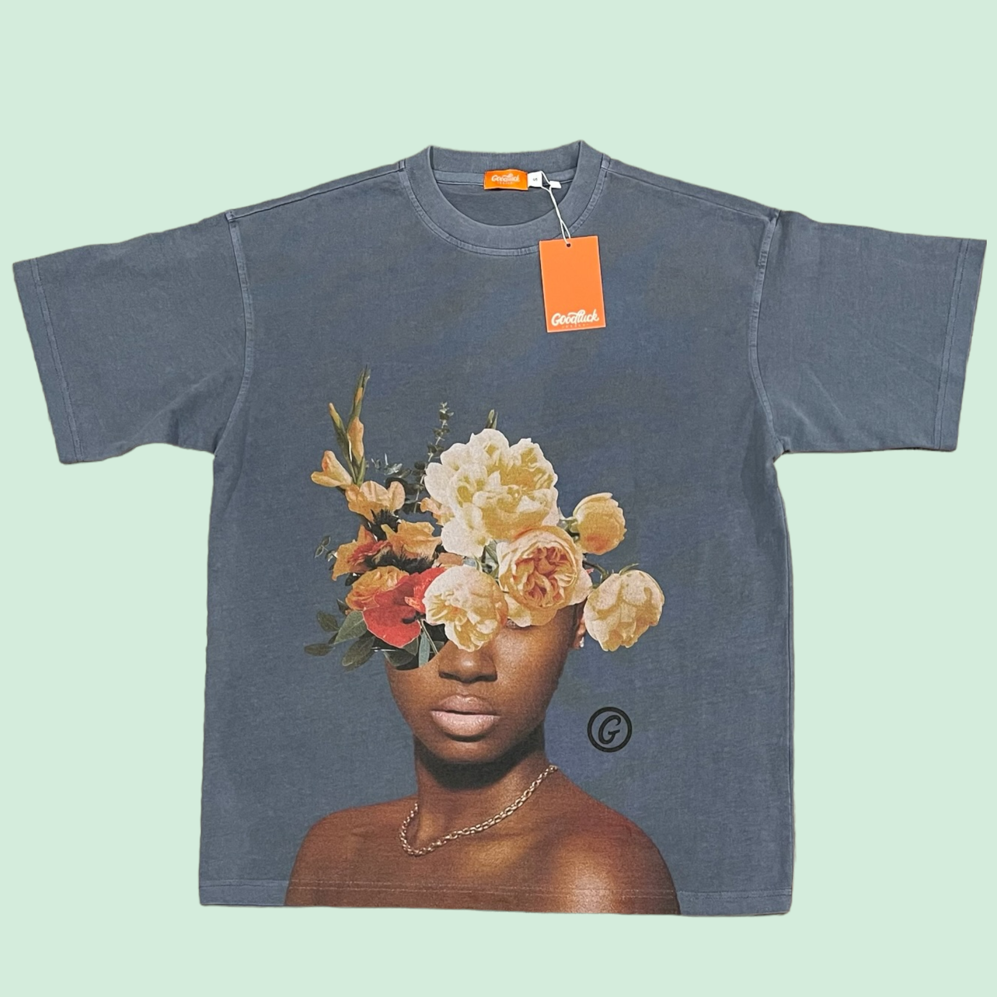 “Washed Blue”Flower Child Shirt